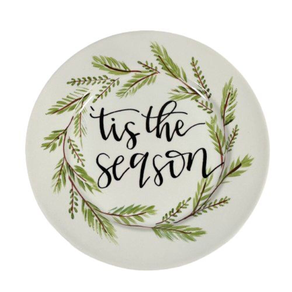 NEW Robert Stanley Farmhouse Christmas Dinner Plate Tis the Season Greenery Pine